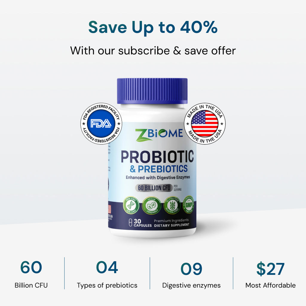 ZBIOME Probiotic + Prebiotic + Digestive Enzymes